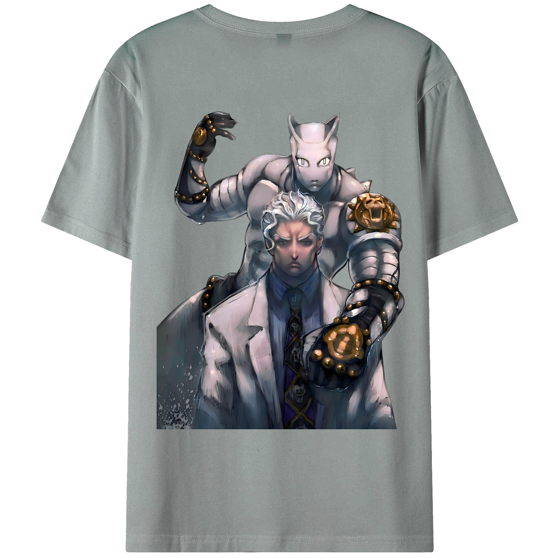 （画像用） ジョジョの奇妙な冒険 きら よしかげ JoJo's Bizarre Adventure Kira Yoshikage 綿100％ メンズ半袖Tシャツ（バックプリント） 通気性